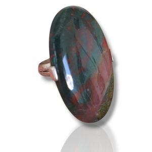 Sterling Silver Bloodstone Ring Size 7